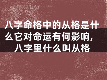 八字命格中的从格是什么它对命运有何影响,八字里什么叫从格