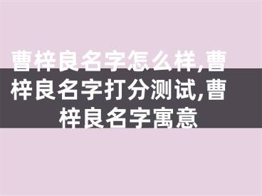 曹梓良名字怎么样,曹梓良名字打分测试,曹梓良名字寓意
