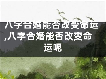 八字合婚能否改变命运,八字合婚能否改变命运呢
