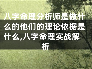 八字命理分析师是做什么的他们的理论依据是什么,八字命理实战解析