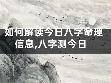 如何解读今日八字命理信息,八字测今日