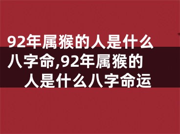92年属猴的人是什么八字命,92年属猴的人是什么八字命运