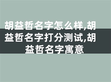 胡益哲名字怎么样,胡益哲名字打分测试,胡益哲名字寓意