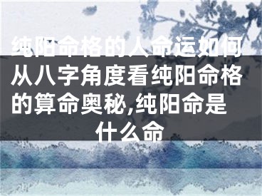 纯阳命格的人命运如何从八字角度看纯阳命格的算命奥秘,纯阳命是什么命