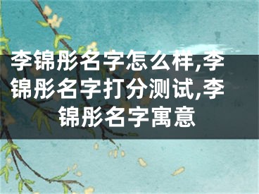 李锦彤名字怎么样,李锦彤名字打分测试,李锦彤名字寓意