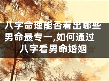 八字命理能否看出哪些男命最专一,如何通过八字看男命婚姻
