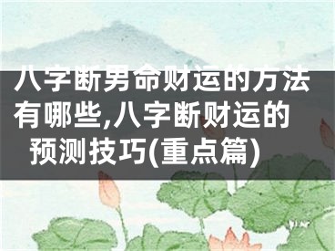 八字断男命财运的方法有哪些,八字断财运的预测技巧(重点篇)