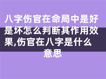八字伤官在命局中是好是坏怎么判断其作用效果,伤官在八字是什么意思