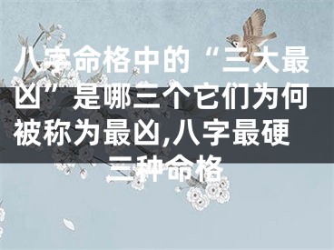 八字命格中的“三大最凶”是哪三个它们为何被称为最凶,八字最硬三种命格