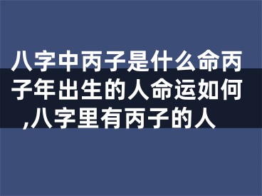 八字中丙子是什么命丙子年出生的人命运如何,八字里有丙子的人