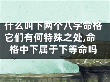 什么叫下两个八字命格它们有何特殊之处,命格中下属于下等命吗