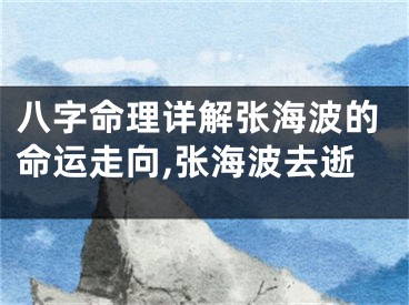 八字命理详解张海波的命运走向,张海波去逝