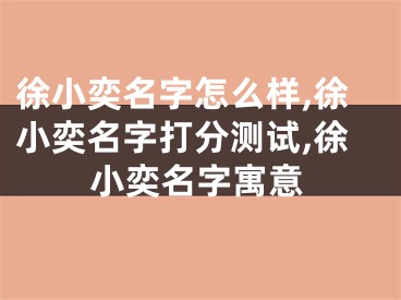 徐小奕名字怎么样,徐小奕名字打分测试,徐小奕名字寓意