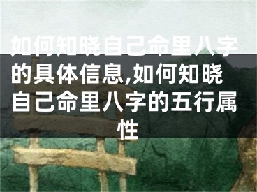 如何知晓自己命里八字的具体信息,如何知晓自己命里八字的五行属性