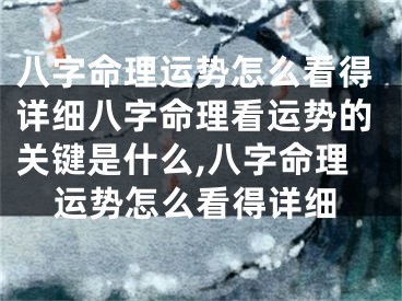 八字命理运势怎么看得详细八字命理看运势的关键是什么,八字命理运势怎么看得详细