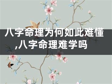 八字命理为何如此难懂,八字命理难学吗