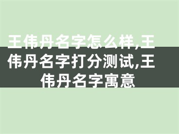 王伟丹名字怎么样,王伟丹名字打分测试,王伟丹名字寓意