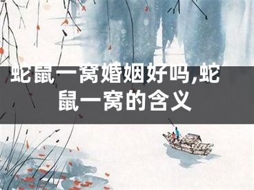 蛇鼠一窝婚姻好吗,蛇鼠一窝的含义