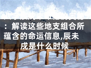 八字辰戌未命格的奥秘：解读这些地支组合所蕴含的命运信息,辰未戌是什么时候