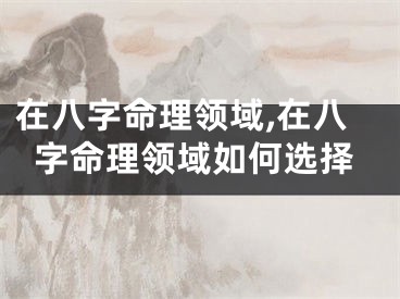 在八字命理领域,在八字命理领域如何选择