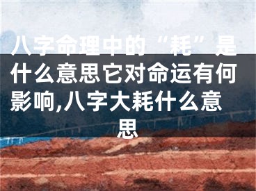 八字命理中的“耗”是什么意思它对命运有何影响,八字大耗什么意思