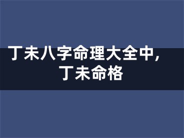 丁未八字命理大全中,丁未命格