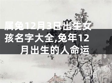 属兔12月3日出生女孩名字大全,兔年12月出生的人命运