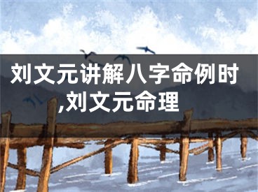 刘文元讲解八字命例时,刘文元命理