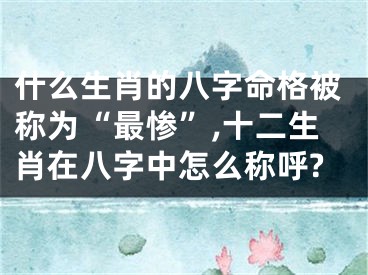 什么生肖的八字命格被称为“最惨”,十二生肖在八字中怎么称呼?