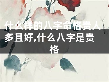 什么样的八字命格贵人多且好,什么八字是贵格