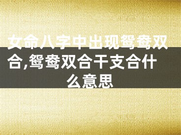 女命八字中出现鸳鸯双合,鸳鸯双合干支合什么意思