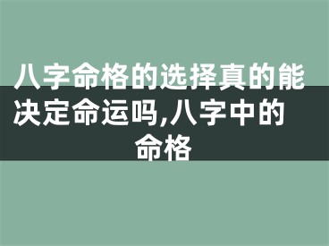 八字命格的选择真的能决定命运吗,八字中的命格