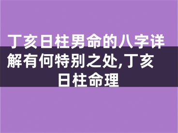 丁亥日柱男命的八字详解有何特别之处,丁亥日柱命理