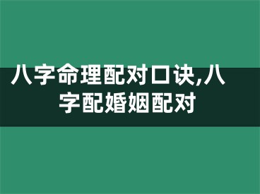 八字命理配对口诀,八字配婚姻配对