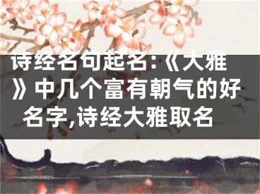 诗经名句起名:《大雅》中几个富有朝气的好名字,诗经大雅取名