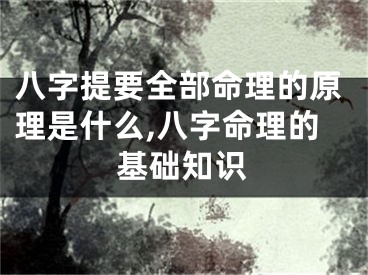 八字提要全部命理的原理是什么,八字命理的基础知识