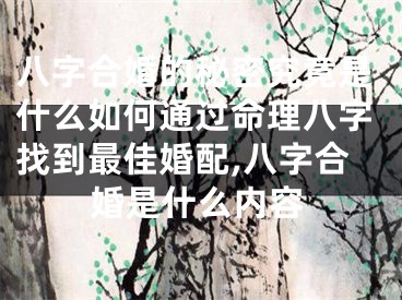 八字合婚的秘密究竟是什么如何通过命理八字找到最佳婚配,八字合婚是什么内容