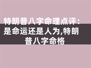 特朗普八字命理点评：是命运还是人为,特朗普八字命格