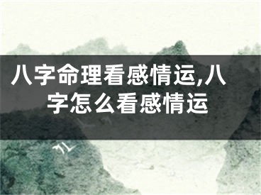 八字命理看感情运,八字怎么看感情运