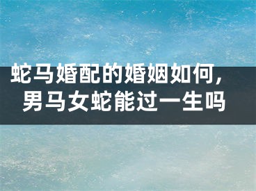 蛇马婚配的婚姻如何,男马女蛇能过一生吗
