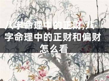 八字命理中的正财,八字命理中的正财和偏财怎么看