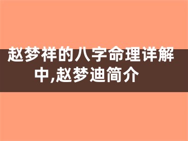 赵梦祥的八字命理详解中,赵梦迪简介