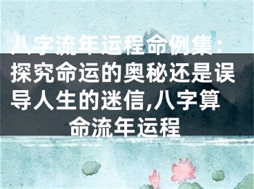 八字流年运程命例集：探究命运的奥秘还是误导人生的迷信,八字算命流年运程