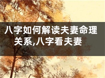 八字如何解读夫妻命理关系,八字看夫妻