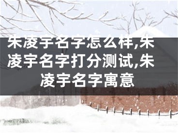 朱凌宇名字怎么样,朱凌宇名字打分测试,朱凌宇名字寓意