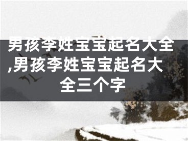 男孩李姓宝宝起名大全,男孩李姓宝宝起名大全三个字