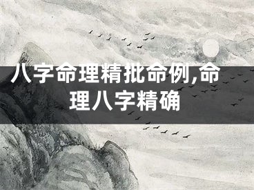 八字命理精批命例,命理八字精确