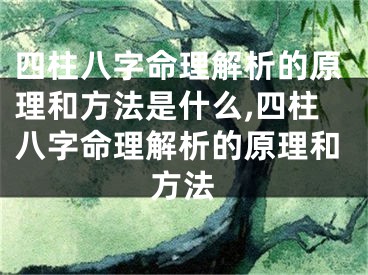 四柱八字命理解析的原理和方法是什么,四柱八字命理解析的原理和方法