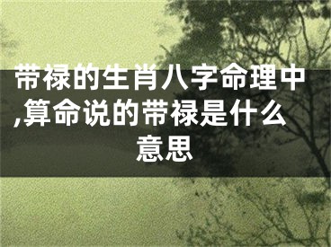 带禄的生肖八字命理中,算命说的带禄是什么意思
