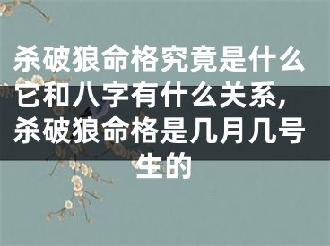杀破狼命格究竟是什么它和八字有什么关系,杀破狼命格是几月几号生的